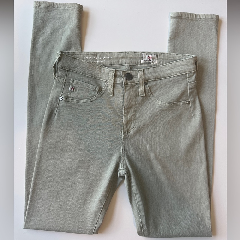 New AG JEANS Farrah High-Rise Skinny Ankle Women's 23x28 Sulfur Agave Seamless